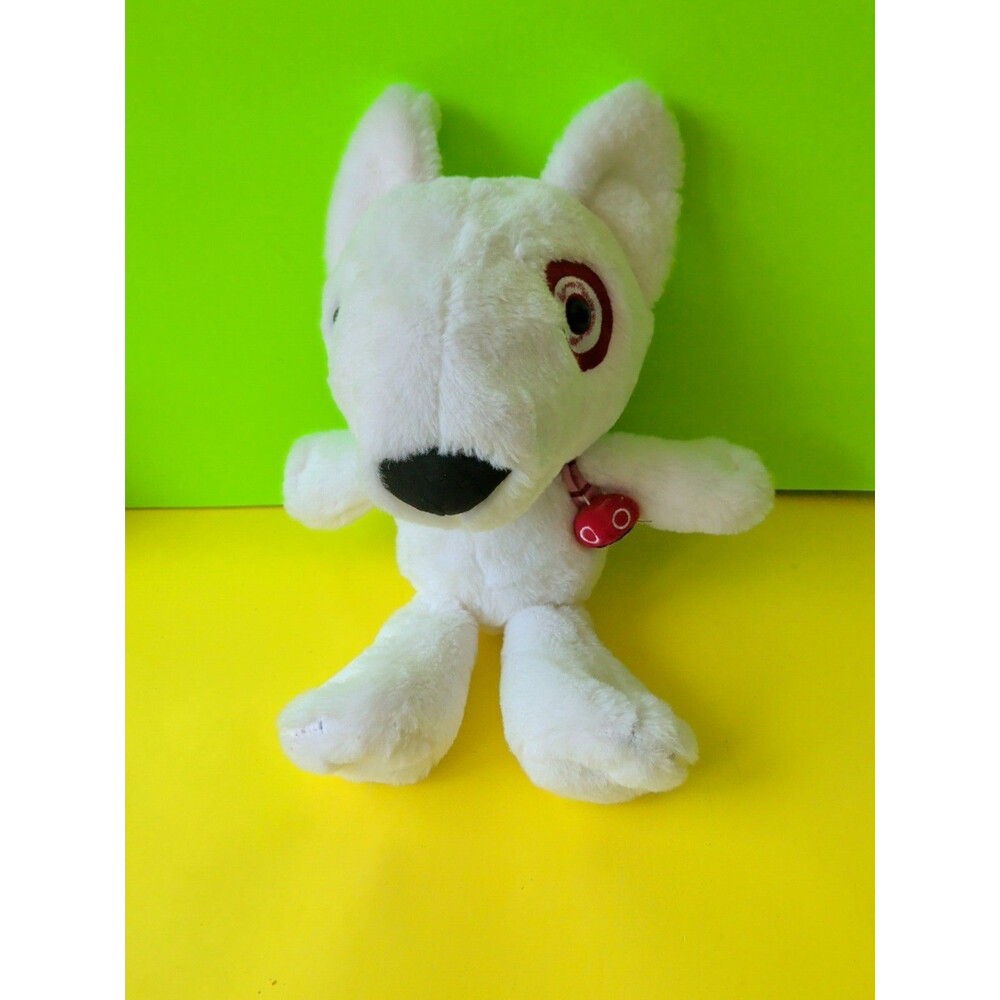 Target Bullseye Plush Stuffed Animal White Dog Mascot Cute Soft 10"